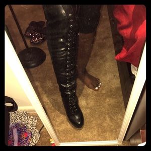 Thigh high black boots